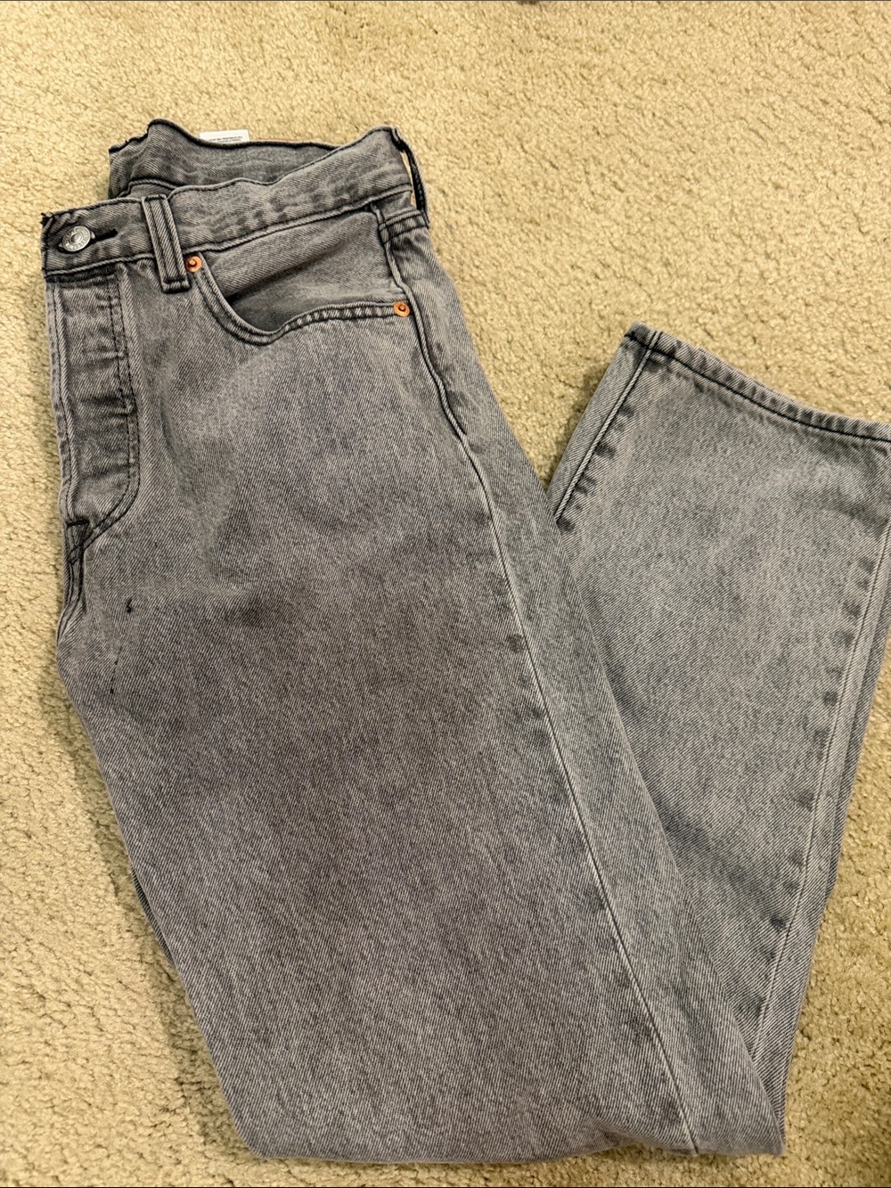 Levi's Gray Washed Straight-Leg Jeans
